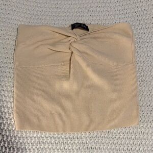 Twist-Front Crop Top in Light Cream by